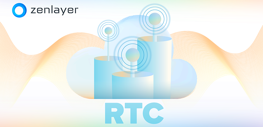 signal antennas atop buildings and RTC text, illustration